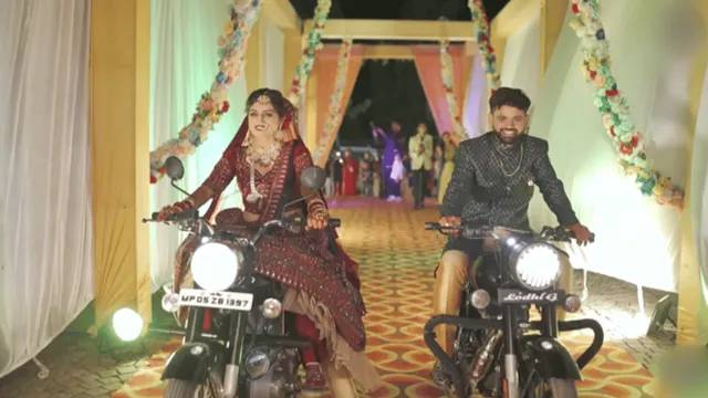 bride-and-groom-wedding-entry-on-bullet-bikes-earns-them-biker-couple-title-viral-video